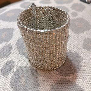 Silver Row Bling Cuff Bracelet
